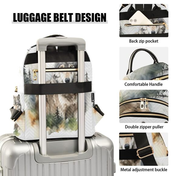 8261 Forest Wolf Small Backpack Purse Travel Bag Lightweight Shoulder Bag main image 7